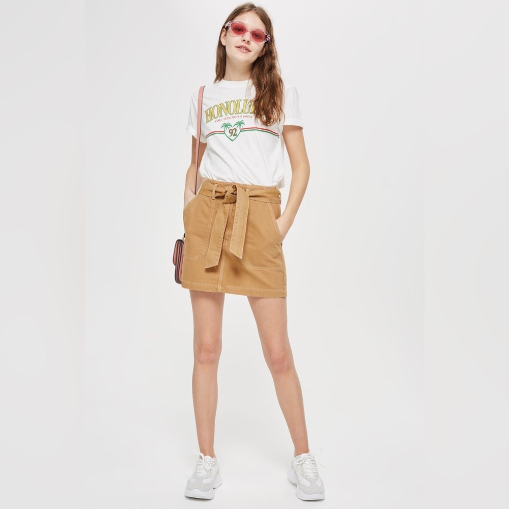NWOT Topshop Belted Denim Mini Skirt
